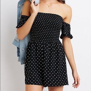 Charlotte Russe Smocked Off-The-Shoulder Romper